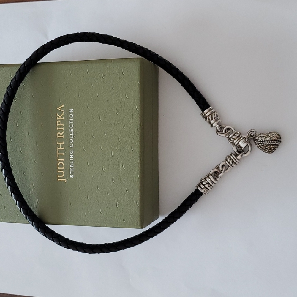 Judith Ripka Black leather choker